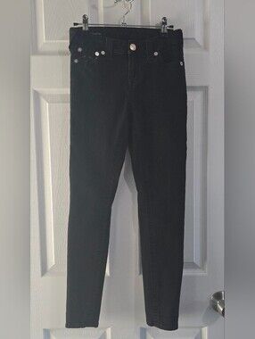 True Religion Halle Mid Rise Super Skinny Black Jeans